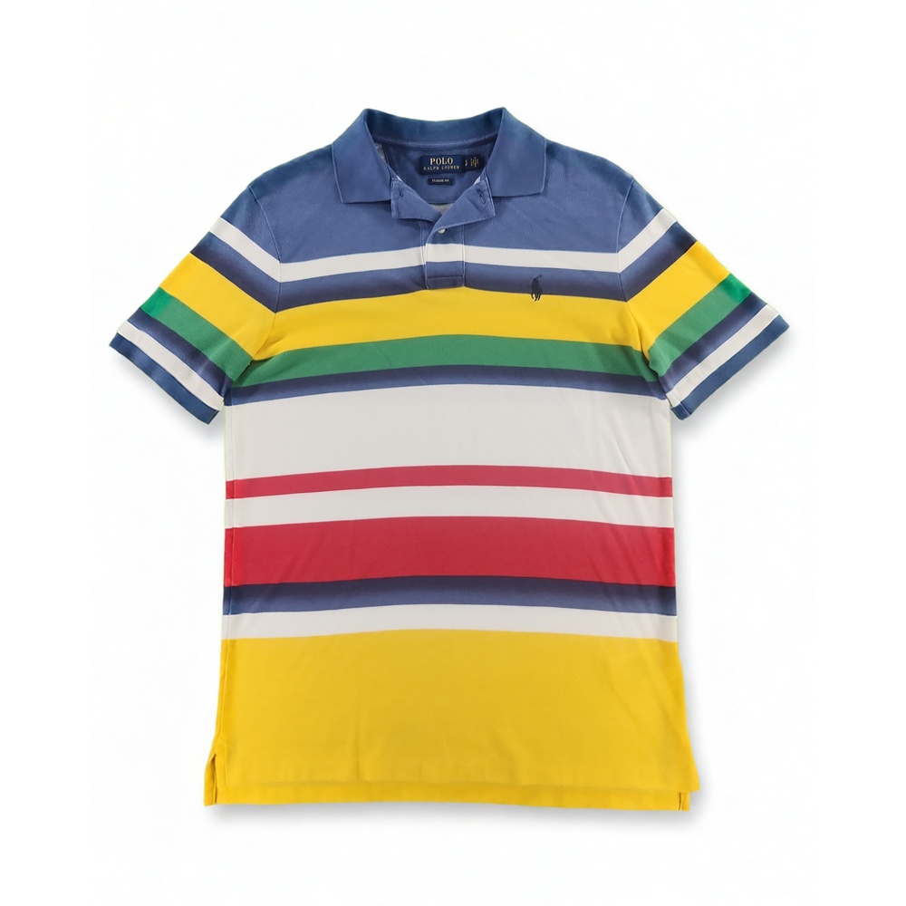 Preppy Minimalist Polo Ralph Lauren Striped Cotton Mesh S Short Sleeve Tee Top